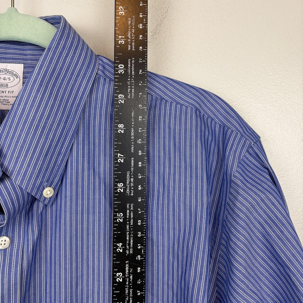 Brooks Brothers Shirts Mens 17 34/35 17-4/5 Blue Red Non Iron Cotton Dress Lot - Picture 12 of 13